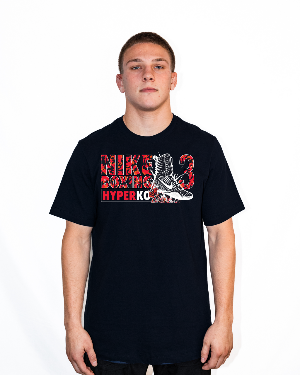 Nike Men's Boxing HyperKO 3 Dri-Fit Cotton Tee - Black/Red