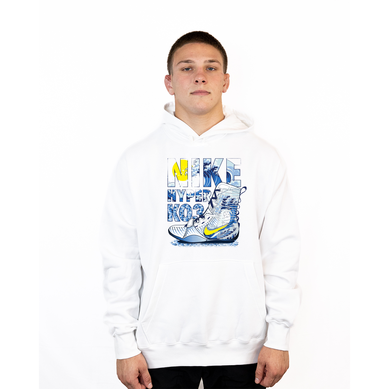 Nike Men's Boxing HyperKO 3 Club Fleece Hoodie - White/Blue/Yellow